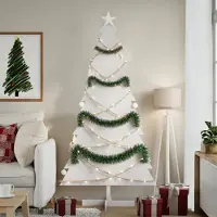 Prolenta Maison Exclusive - Kerstboom om te versieren, wit, 180 cm, massief grenenhout