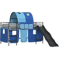Syfax Bunkbed voor kinderen met gordijnen Zwart en Blauw 100 x 200 cm