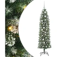 Syfax Kunstmatige slanke kerstboom met 150 LED Groen en Wit 150 cm