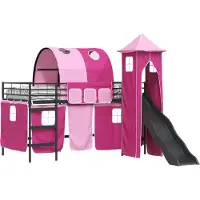 Syfax Stapelbed voor kinderen Effen Zwart en Roze 100 x 200 cm Metaal