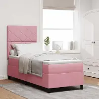Prolenta Maison Exclusive - LED boxspringbed met hoofdeinde, roze, 80 x 200 cm, fluweel