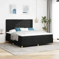 Prolenta Maison Exclusive - LED boxspringbed met hoofdeinde, zwart, 180 x 200 cm, gestoffeerd