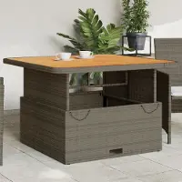 Prolenta Maison Exclusive - Tuintafel, grijs, 110x110x71 cm, gemaakt van polyrotan en acaciahout