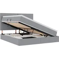 vidaXL LED opbergbed met matras Lichtgrijs 180 x 200 cm Stof