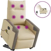 Syfax Sta-op-massagestoel elektrisch verstelbaar stof crèmekleurig