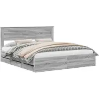 Syfax Bedframe met lade Grijs Sonoma 200 x 200 cm Ingenieurshout