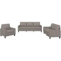 vidaXL 3-delige Loungeset met kussens stof taupe