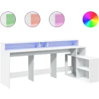 vidaXL Bureau met LED-verlichting 200x104x91 cm bewerkt hout wit