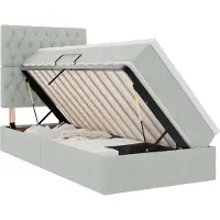 Syfax LED Opslagbed met Matras Lichtgrijs 90 x 200 cm Fluweel