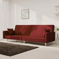 Prolenta Maison Exclusive - Slaapbank, 2-zits, met 2 kussens, wijnrood, stoffen bekleding