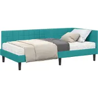 Syfax Hoekbedframe met Matras 2 st Turquoise 90 x 200 cm Fluweel