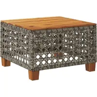 vidaXL Tuintafel 55x55x36 cm poly rattan en acaciahout grijs