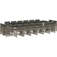 Syfax 17-delige Tuinset met kussens poly rattan grijs