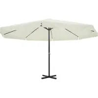 The Living Store Parasol Grote Tuinparasol - 500cm - Hoogte 3.85m - Wit Aluminium - UV-bestendig
