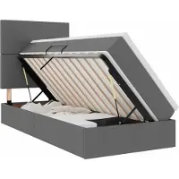 Syfax LED Opslagbed met Matras Donkergrijs 90 x 200 cm Stof