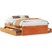 vidaXL Bedframe zonder matras met lades grenenhout wasbruin 140x200 cm