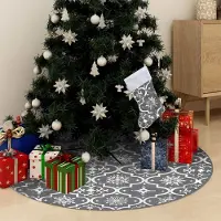 Prolenta Maison Exclusive - Luxe vloerkleed voor onder de kerstboom met sokken, grijs, 122 cm