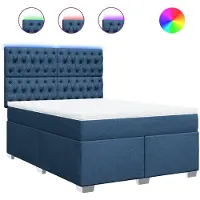 vidaXL Boxspring met matras stof blauw 140x200 cm