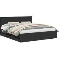 Syfax Bedframe met lade met opslag Zwart 200 x 200 cm Ingenieurshout