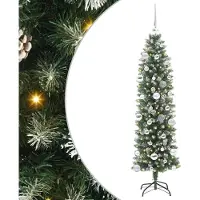 Syfax Kunstmatige slanke kerstboom met 150 LED Groen en Wit 150 cm