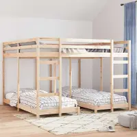 Prolenta Maison Exclusive - Drievoudig stapelbedframe, naturel, 80 / 200 x 200 cm