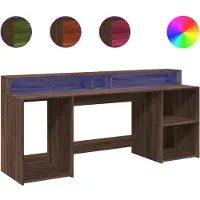 vidaXL Bureau met LED-verlichting 200x55x91 cm hout bruin eikenkleurig