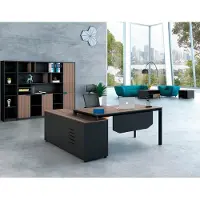 AEA Komplettbüro Bürotisch Schwarz Arbeitstisch Büroschrank Holz Set