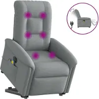 Syfax Sta-op-massagestoel elektrisch verstelbaar stof lichtgrijs