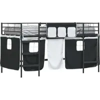 Syfax Bunkbed voor kinderen met gordijnen Effen Zwart 100 x 200 cm