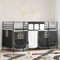 Prolenta Maison Exclusive - Stapelbed voor kinderen met gordijnen, effen zwart, 107 x 203 cm
