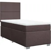 vidaXL Boxspring met matras stof donkerbruin 90x200 cm