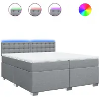 vidaXL Boxspring met matras stof lichtgrijs 200x200 cm