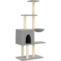 Syfax Kattenmeubel met sisal krabpalen 145 cm lichtgrijs