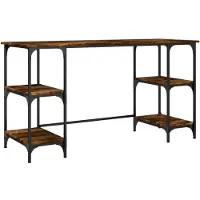 Syfax Bureau 140x50x75 cm metaal en bewerkt hout gerookt eikenkleurig