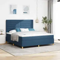 Prolenta Maison Exclusive - LED boxspringbed met hoofdeinde, blauw, 180 x 200 cm, gestoffeerd