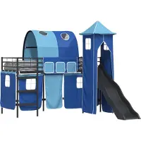 Syfax Stapelbed voor kinderen Effen Zwart en Blauw 90 x 190 cm Metaal