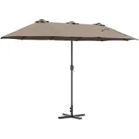 Syfax Tuinparasol Taupe 370 x 197 x 239 cm Polyester en Aluminium