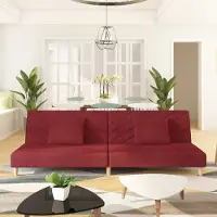 Prolenta Maison Exclusive - Slaapbank, 2-zits, met 2 kussens, wijnrood, stoffen bekleding