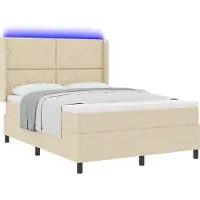 Syfax LED Box Spring Bed met hoofdeinde Crème 160 x 200 cm Stof