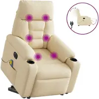 Syfax Sta-op-massagestoel elektrisch verstelbaar stof crèmekleurig