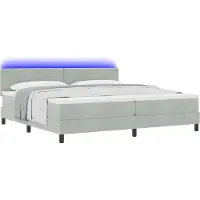 Syfax LED Box Spring Bed Lichtgrijs 200 x 200 cm Fluweel