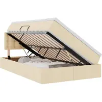 vidaXL Opbergbed met matras met hoofdeinde Crème 120 x 200 cm fluweel