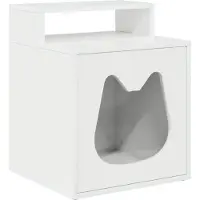 Syfax Kattenhuis Glanzend Wit 42,5 x 40 x 53,5 cm Bewerkt hout