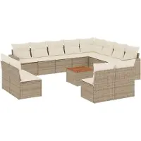 vidaXL 13-delige Loungeset met kussens poly rattan beige