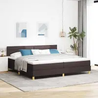 Prolenta Maison Exclusive - LED boxspringbed met hoofdeinde, donkerbruin, 200 x 200 cm, gestoffeerd