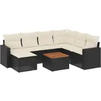 vidaXL 8-delige Loungeset met kussens poly rattan zwart
