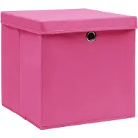 vidaXL Opbergboxen met deksel 10 st 28x28x28 cm roze
