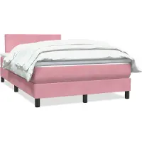 Syfax Boxspring met matras fluweel roze 120x220 cm