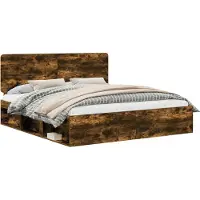 vidaXL Bedframes, gerookt eikenhout, 180 x 200 cm, massief grenenhout