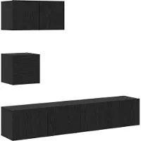 Syfax Tv-meubelset Wandgemonteerd 3 pcs Zwart Eiken Bewerkt hout